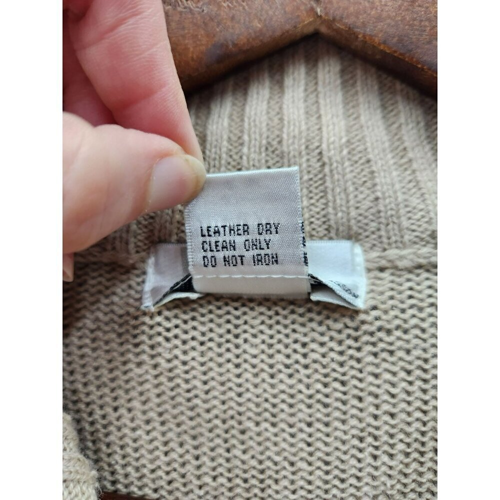 Vintage Kikit Maurice Sasson‎ Beige Sleeveless Leather & Cotton Vest Size L - Picture 3 of 5